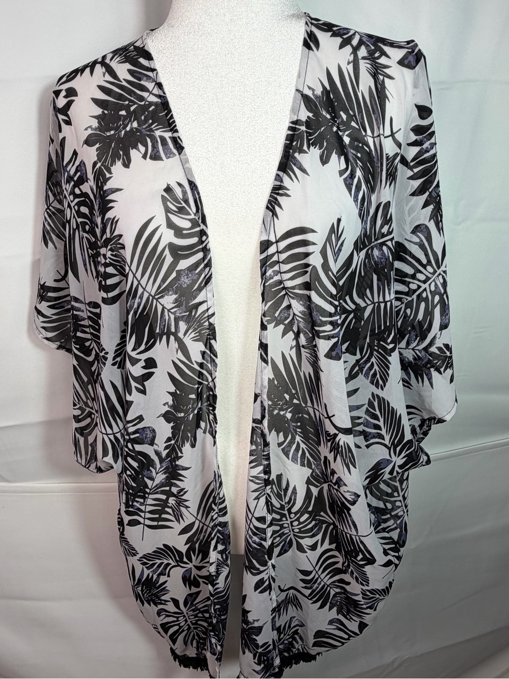 Navy Leaf Print Swimsuit Cover Up Pool Swim One Size Vacation Travel Tropical